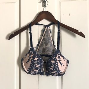 VS Dream Angels Push-Up Bra in Navy/Blush